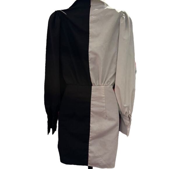 Pretty Little Thing Monochrome Contrast Detail Long Sleeve Shirt Dress Size 0 - Picture 6 of 11